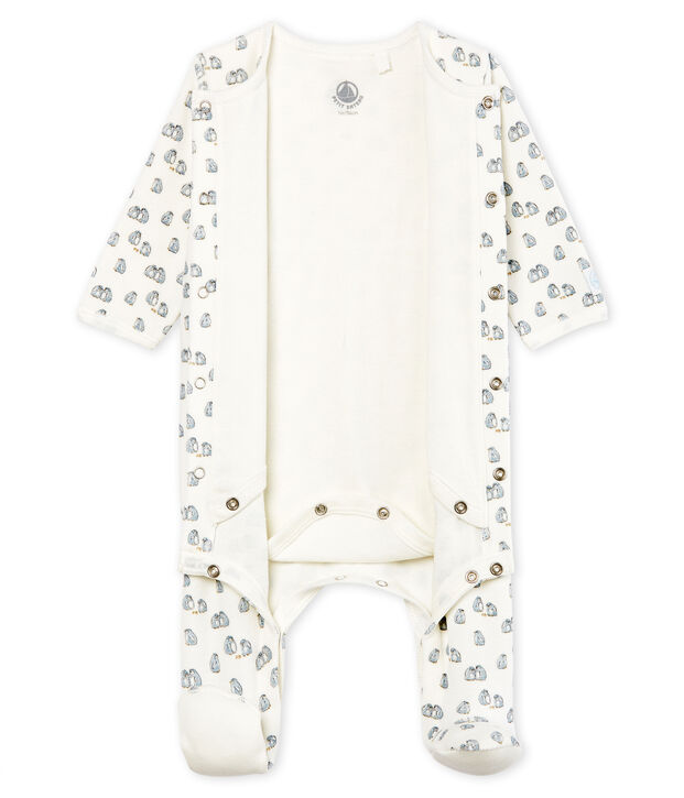 Bodyjama b&eacute;b&eacute; gar&ccedil;on en velours blanc/multicouleur