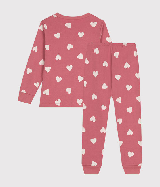 Katoenen pyjama met hartmotiefje voor kinderen roze ROSEWOOD/ MARSHMALLOW
