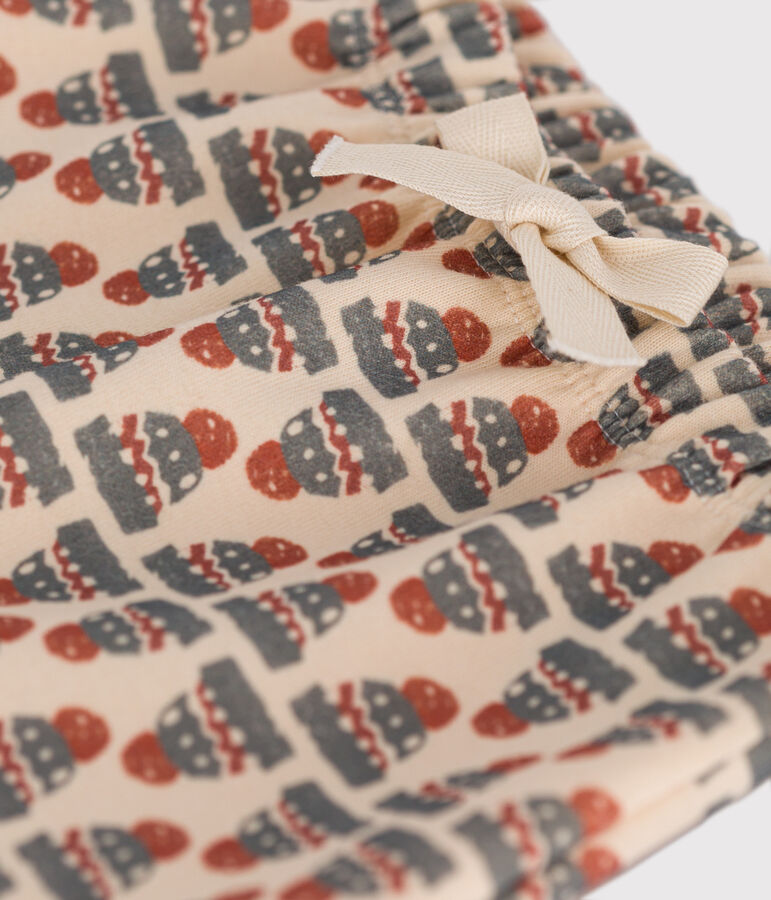 Broek in dikke jersey met print voor baby's ecru/multicouleur