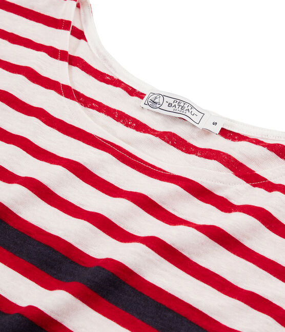 Linnen damesshirt wit MARSHMALLOW/rood PEPS/ MEDIEVAL