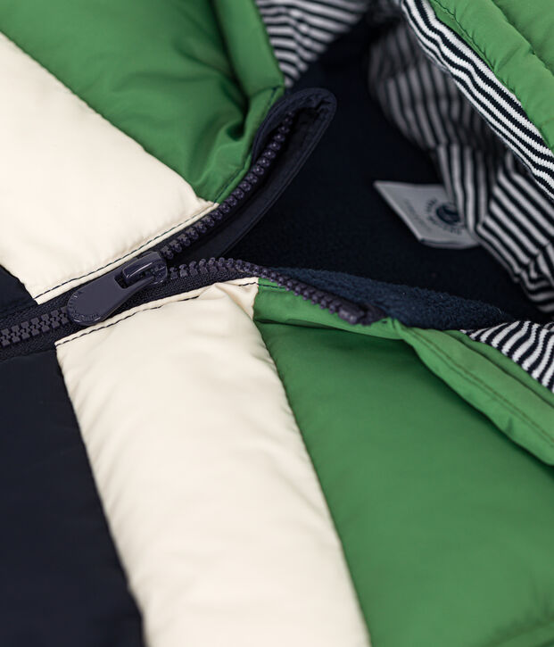 Donsjack met colorblock en capuchon voor baby's groen/multicouleur