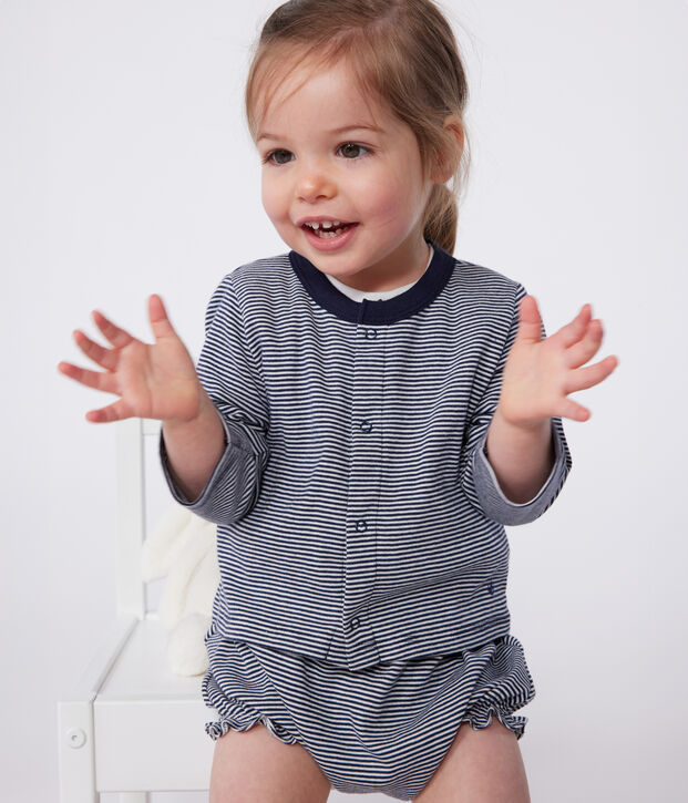 Cardigan in gestreepte tubic voor baby's blauw/wit