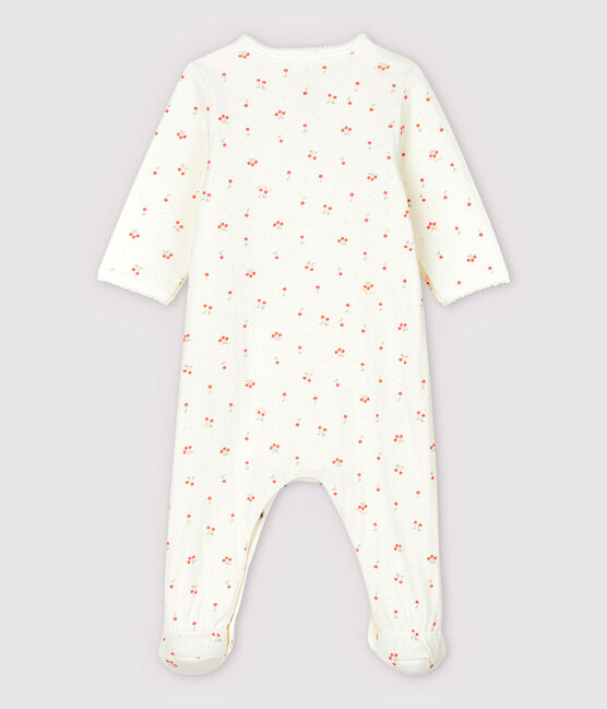 Bodyjama cerises bébé en tubique en coton biologique blanc MARSHMALLOW/blanc MULTICO