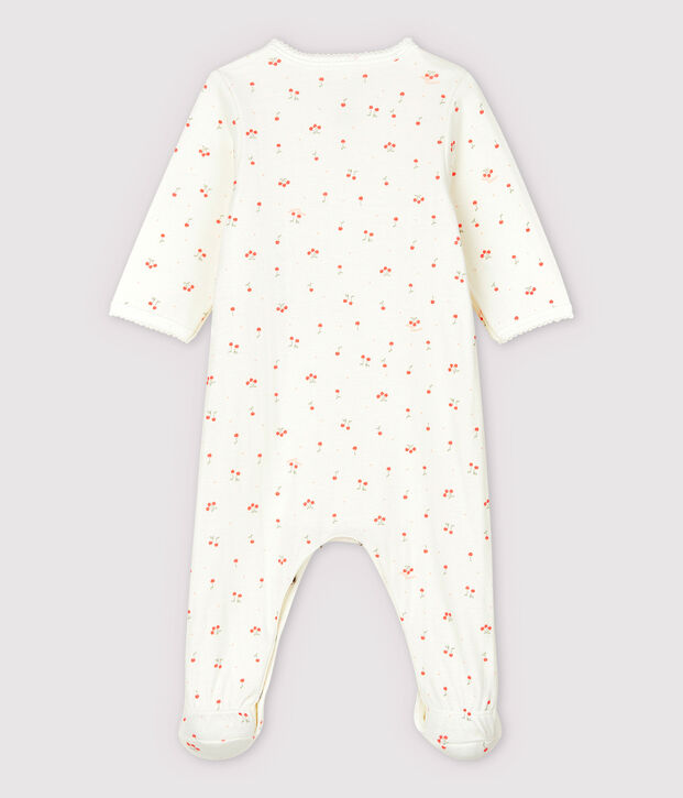 Baby kersen bodyjama van biologisch katoenen tubic wit/multicouleur