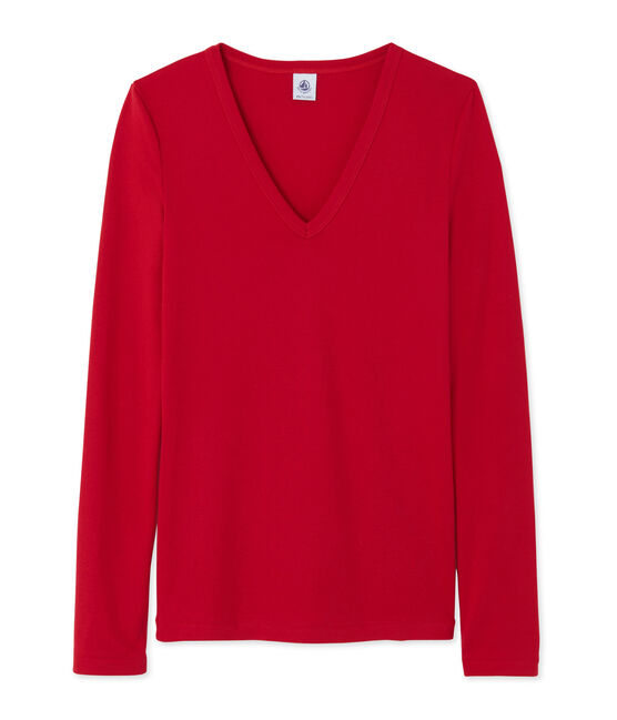 Iconisch dames T-shirt met lange mouwen rood TERKUIT