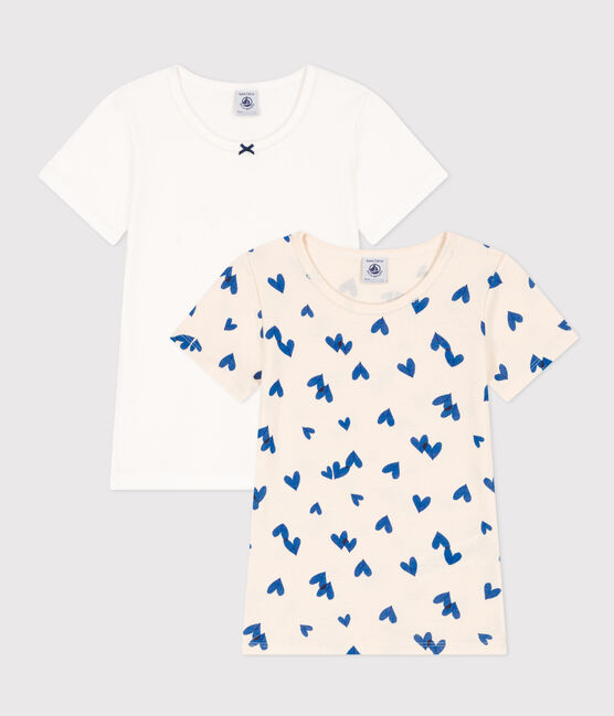 Lot de 2 tee shirts manches courtes cœur en coton petite fille variante 1