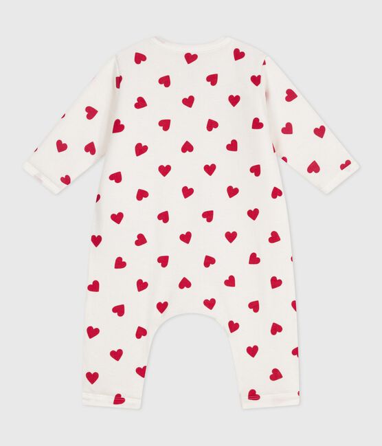Gewatteerde katoenen babypakje met print wit MARSHMALLOW/rood TERKUIT