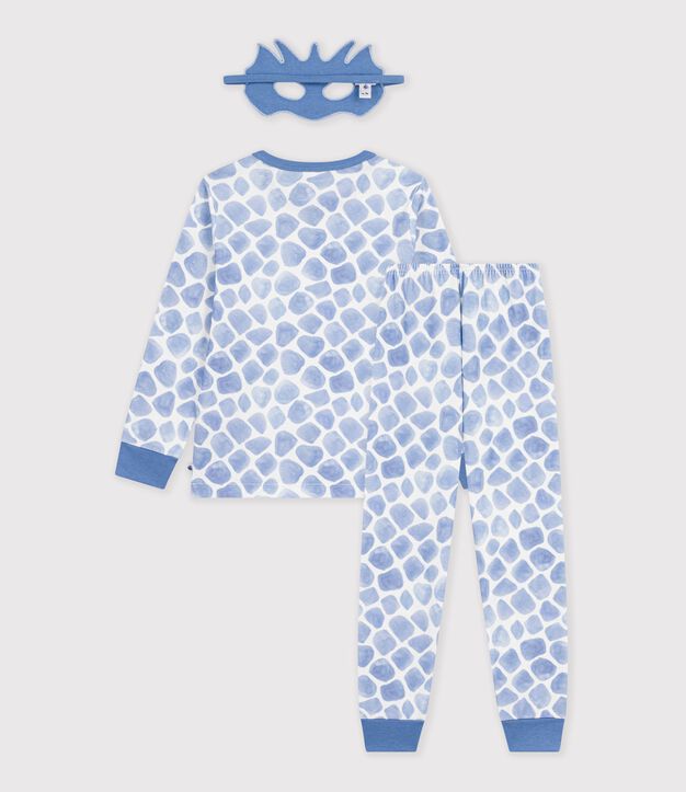 Katoenen verkleedpyjama van een draak voor kinderen blauw/blauw