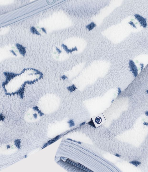 Surpyjama b&eacute;b&eacute; en polaire imprim&eacute; bonhomme de neige bleu/multicouleur