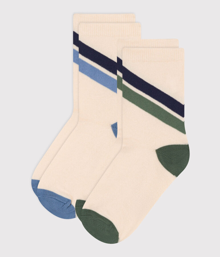 2 paires de chaussettes en coton rayures enfant multicouleur