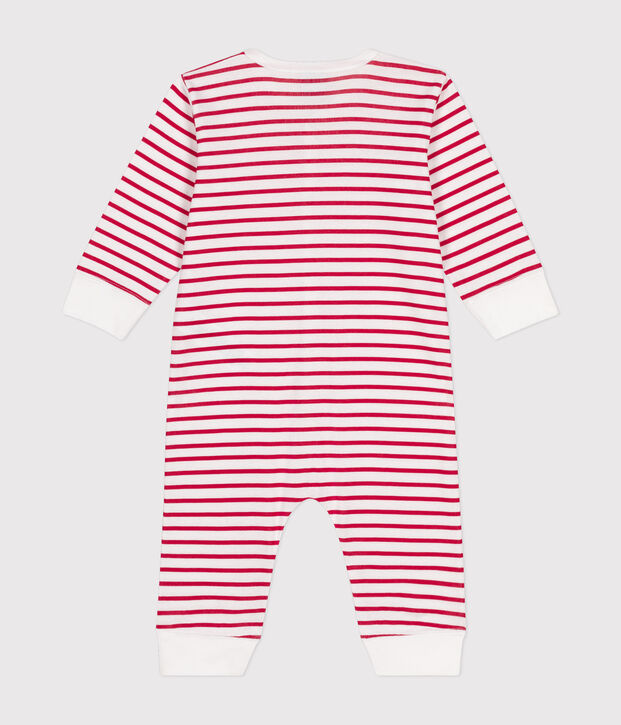 Pyjama sans pieds en coton b&eacute;b&eacute; blanc/rouge