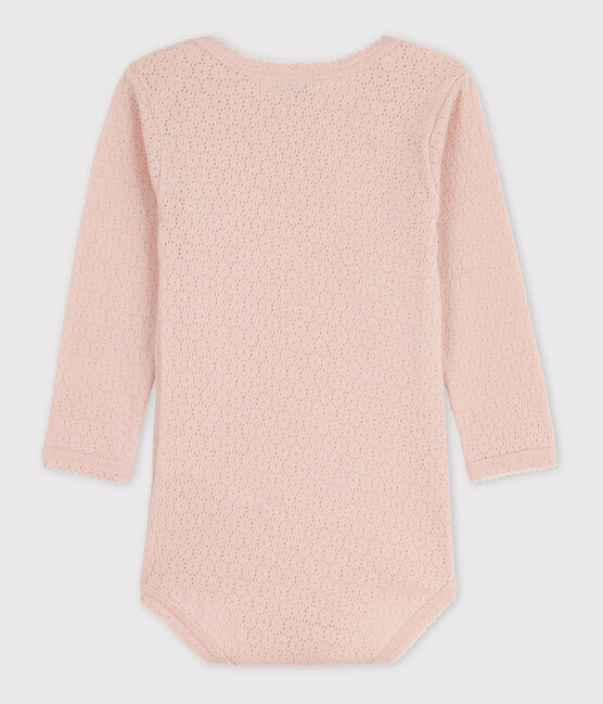 Body met lange mouwen met opengewerkt breiwerk voor baby's roze SALINE