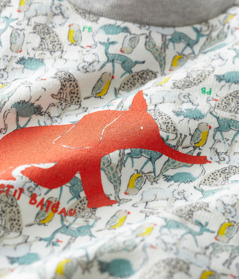 Sweatshirt b&eacute;b&eacute; gar&ccedil;on en molleton blanc MARSHMALLOW/blanc MULTICO