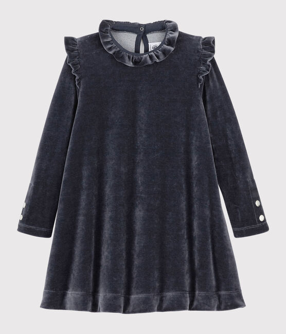 Meisjesjurk met lange mouwen kinderen blauw SMOKING