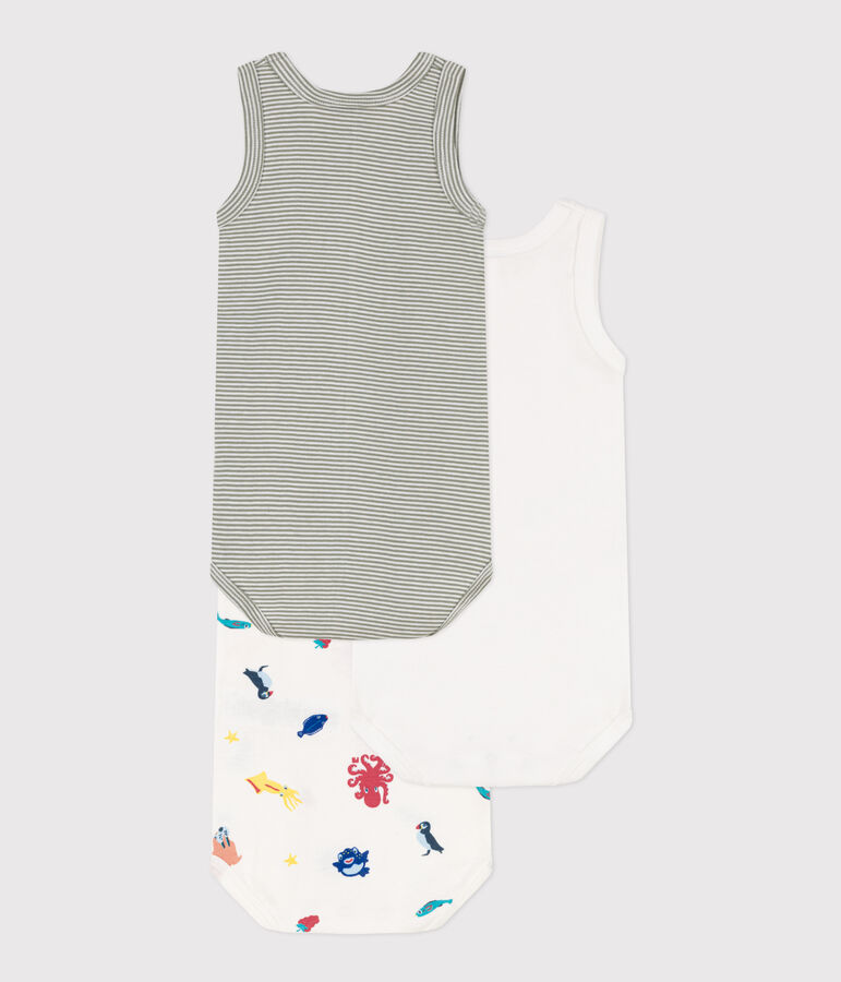 Set van 3 katoenen body-tanktops met zeedieren multicouleur