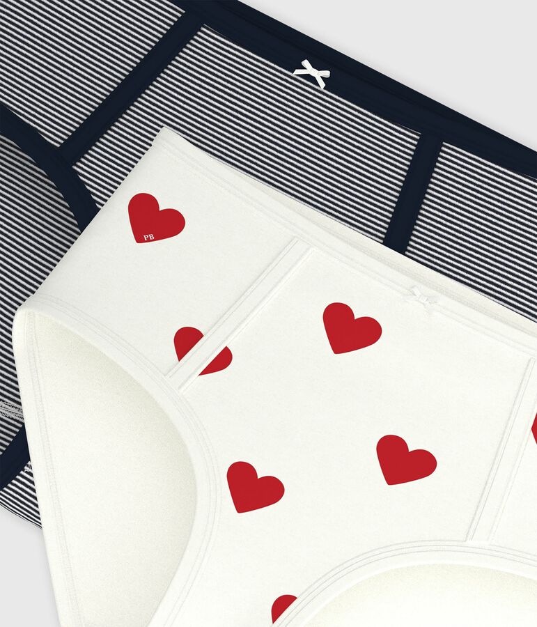 Set van 2 katoenen slips met hartjes en streepjes voor vrouwen multicouleur