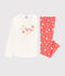 Pyjama étoiles petite fille en coton blanc MARSHMALLOW/rose PEACHY