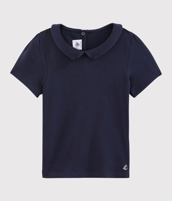 Katoenen meisjes t-shirt met korte mouwen blauw SMOKING