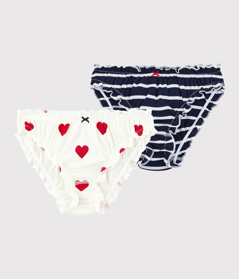 Set van 2 damesslips met ruches in zacht katoen multicouleur