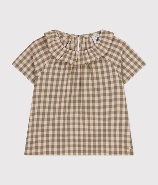 eersuckerGestreepte blouse met korte mouwen in seersucker voor baby's MARECAGE/ SALINE