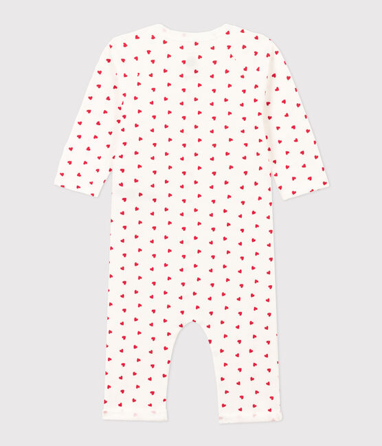 Lang pakje met kleine hartje in molton voor baby's wit MARSHMALLOW/rood PEPS