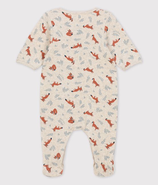 Dors-bien bébé en velours biologique imprimé beige MONTELIMAR/gris MARSHMALLOW