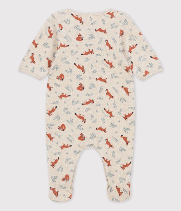 Slaappakje in biologisch fluweel met print beige/wit