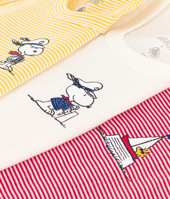 Set van 3 katoenen jongenshemdjes Petit Bateau X Snoopy variante 1