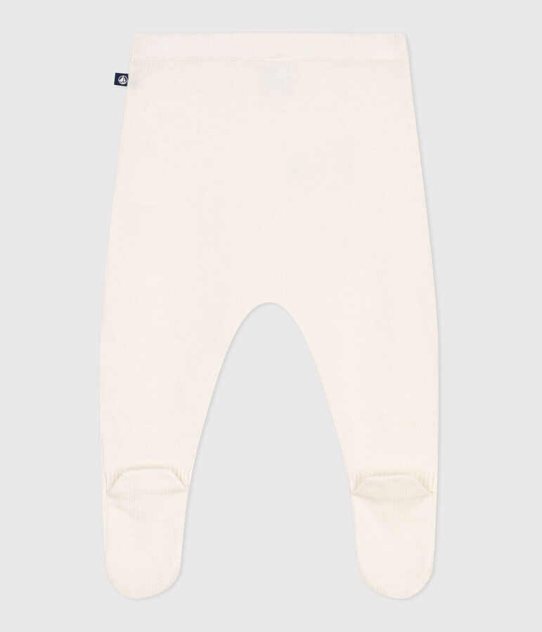 Pantalon b&eacute;b&eacute; en tricot laine et coton blanc