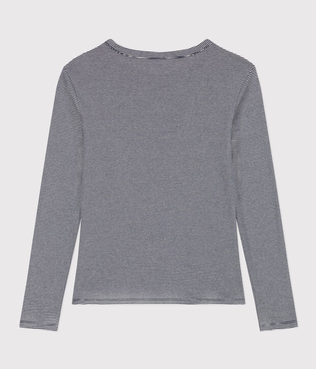 Tee-shirt L'ICONIQUE col rond en coton Femme bleu/blanc