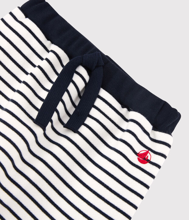 Pantalon en molleton b&eacute;b&eacute;. blanc/bleu