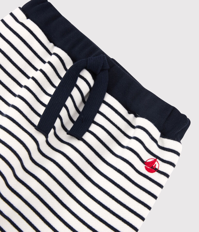 Pantalon en molleton b&eacute;b&eacute;. blanc/bleu