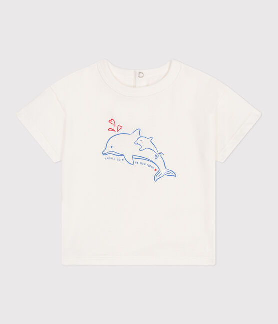 T-shirt bébé en coton à manches courtes uni blanc MARSHMALLOW