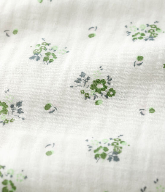 Luierdoek van luchtig katoen met bloemenprint wit MARSHMALLOW/wit MULTICO