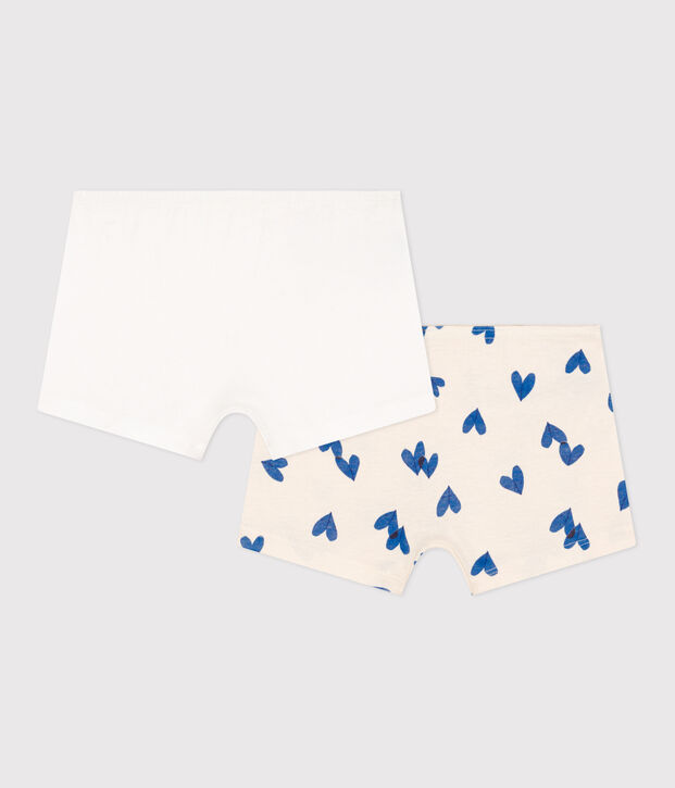 Lot de 2 shorties c&oelig;ur en coton petite fille multicouleur