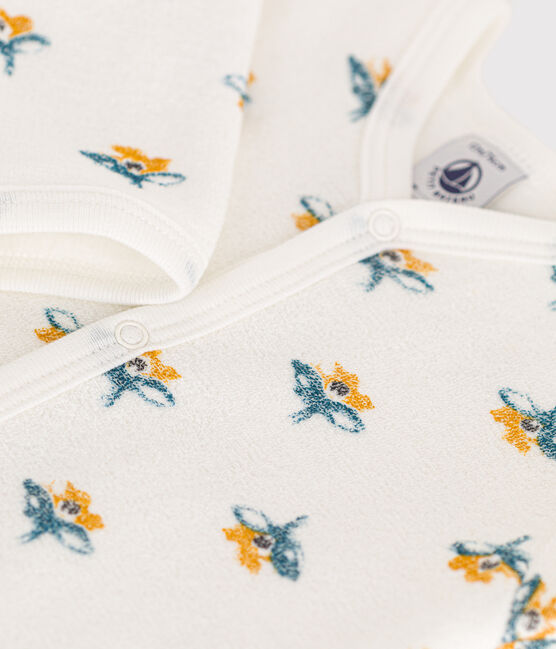 Babypyjama van molton met bloemetjes wit MARSHMALLOW/wit MULTICO