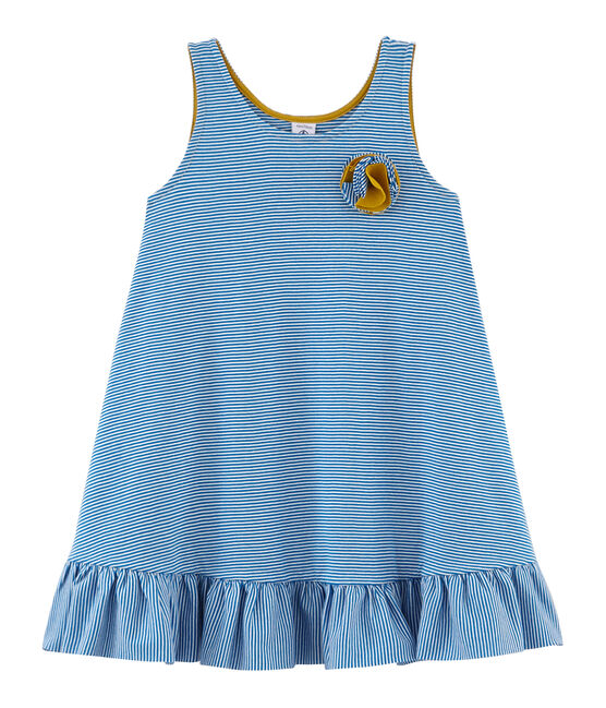 Robe enfant fille bleu RIYADH/blanc MARSHMALLOW
