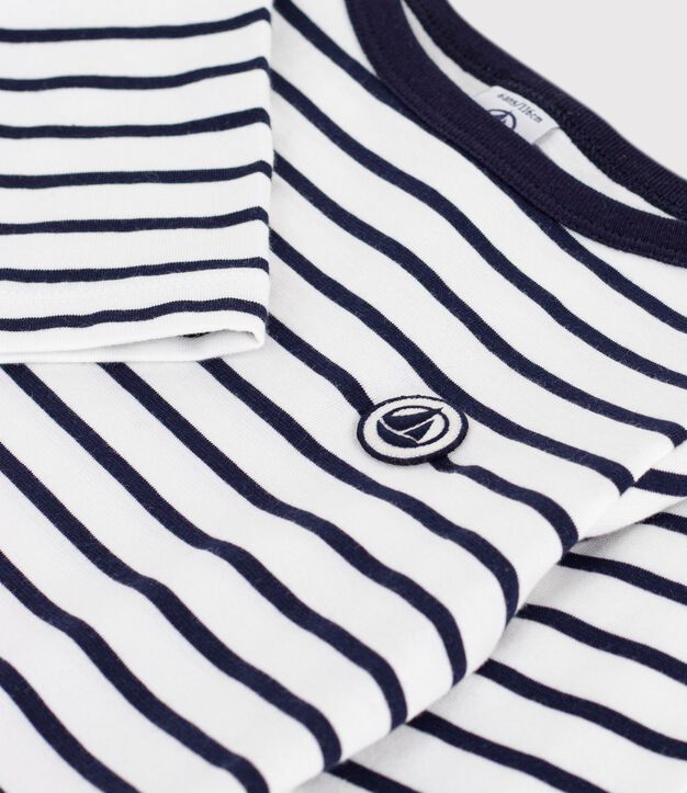Marini&egrave;re iconique enfant en coton &eacute;pais blanc/bleu