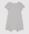 Gestreepte playsuit Je t'aime voor baby's, van biologisch katoen wit MARSHMALLOW/blauw SMOKING