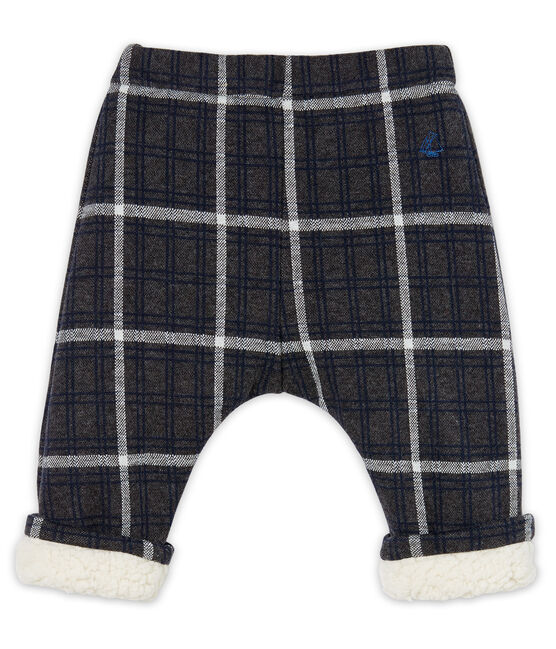 Broek met ruitjes en sherpavoering babyjongen zwart CITY/wit MULTICO
