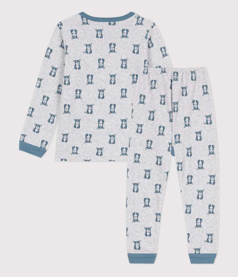 Fluwelen pyjama voor kleine meisjes en jongens grijs POUSSIERE/ ROVER