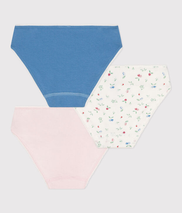 Lot de 3 culottes enfant en coton et &eacute;lasthanne imprim&eacute; fruits multicouleur