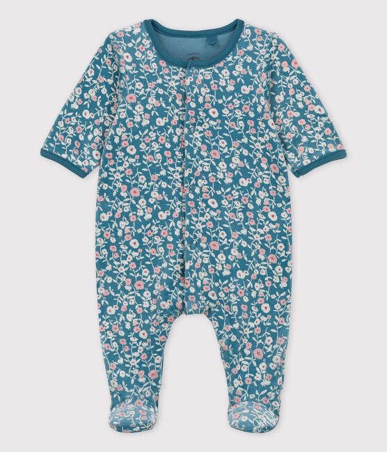 Slaappakje voor baby's in biologisch fluweel met print MOZAIK/ MARSHMALLOW