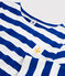 Gestreepte jurk met lange mouwen Dames blauw SURF/wit MARSHMALLOW