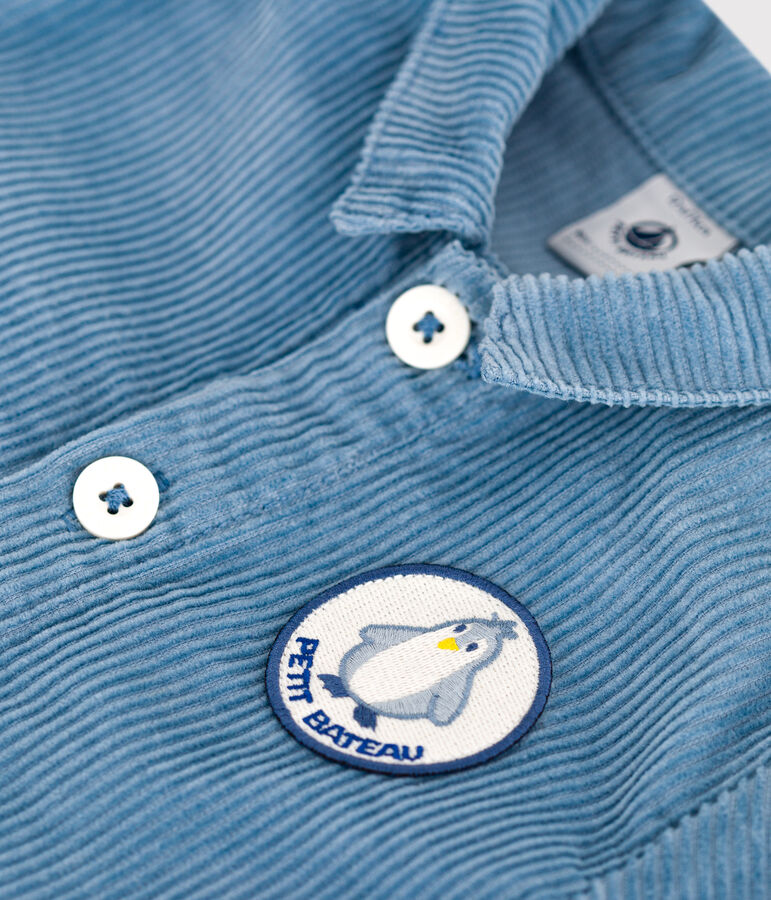 Lang babpakje van effen fluweel, in de stijl van een pompbediende blauw