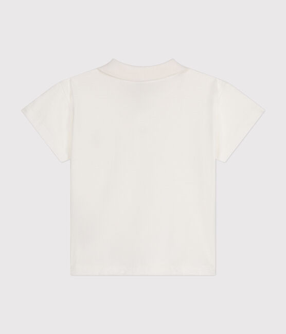 Polo manches courtes en coton bébé blanc MARSHMALLOW