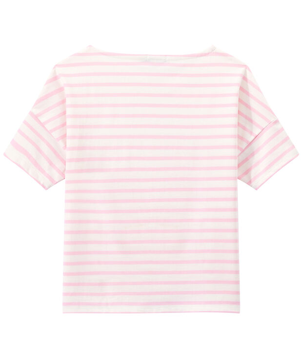 Marini&egrave;re femme manches courtes en jersey blanc/rose