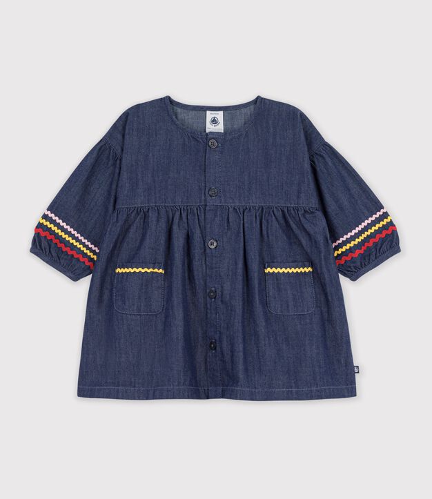 Robe b&eacute;b&eacute; en denim manches longues bleu