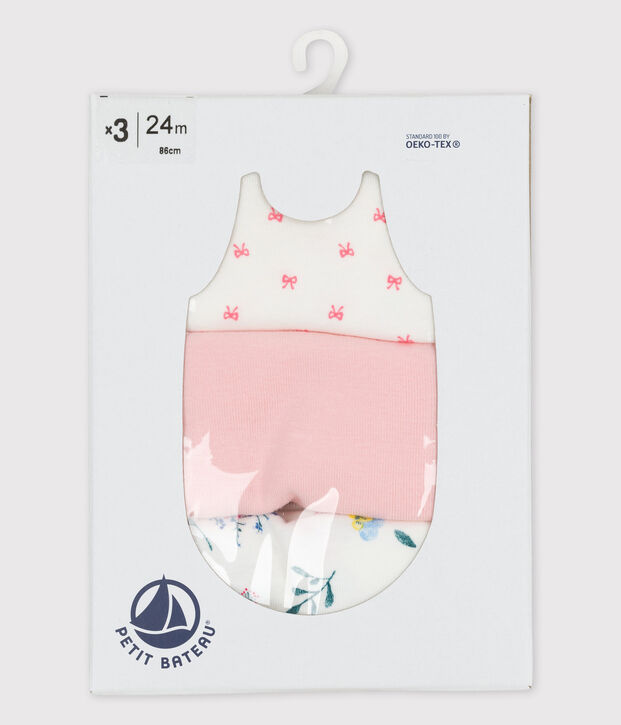 Drie rompertjes met bretels voor babymeisjes multicouleur