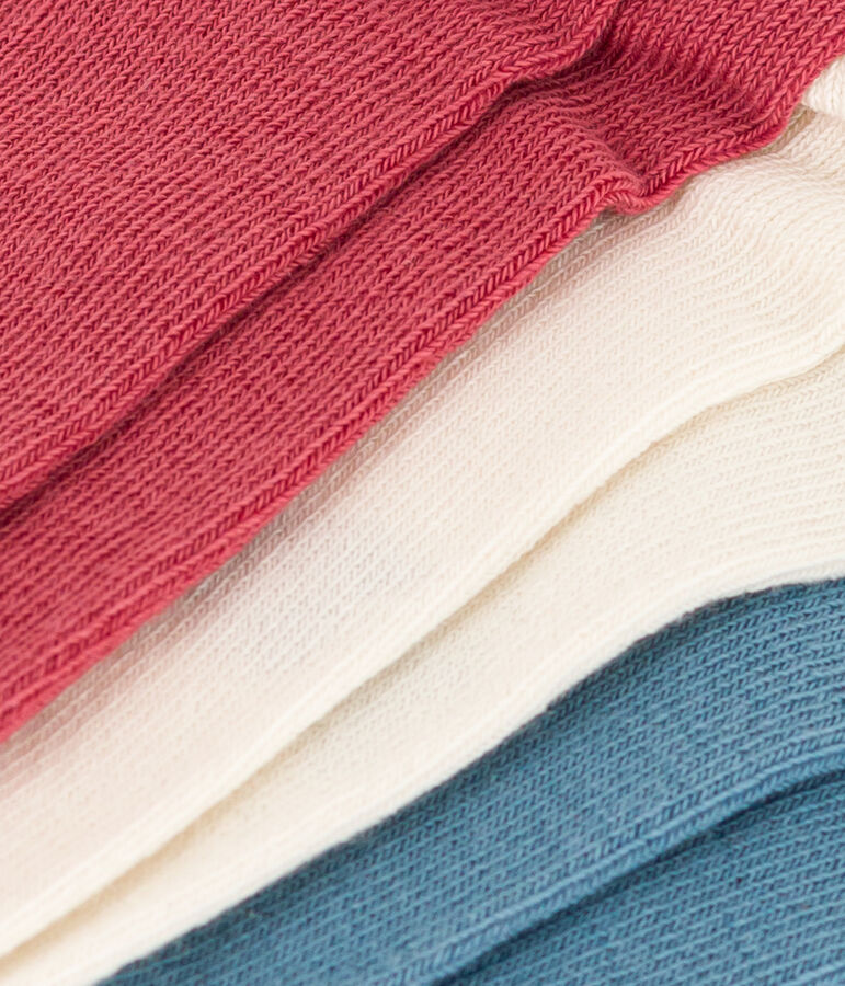 Lot de 3 paires de chaussettes unies en jersey de coton enfants multicouleur